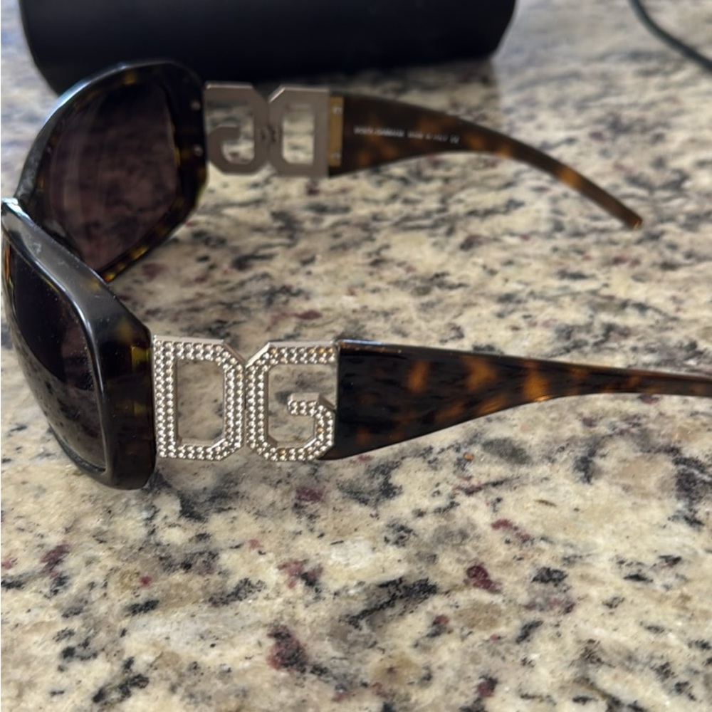 Dolce & Gabbana Brown Sunglasses with Rhinestone DG Logo